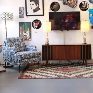 Restored 1969 Zenith 2960 mid-century stereo console being modernized with high-res streaming in our Memphis workshop.